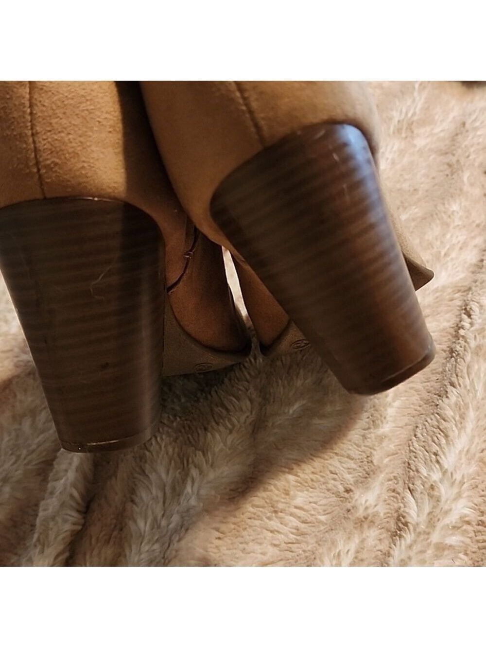 Old Navy Boots Womens 10 Ankle Booties Block Heels Comfort Brown Suede Side Zip. - Picture 4 of 5